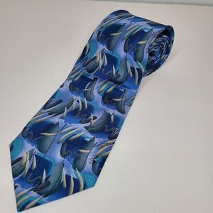J.‎ Garcia Tie - 4 in Blue Snail Garden Silk Necktie - Men's Classic